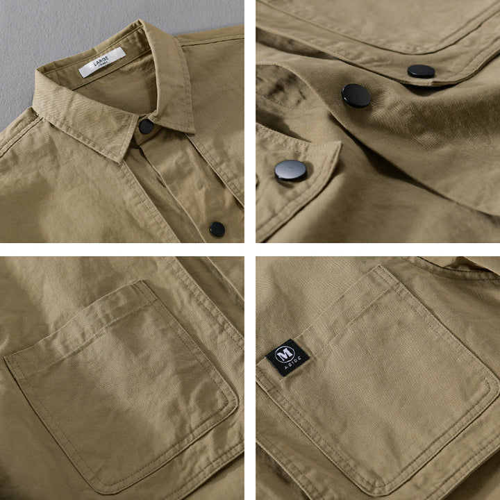 Herren Baumwoll-Overshirt mit Druckknopfleiste, Doppel-Brusttaschen und relaxed Fit Echoarchiv