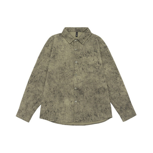Unisex Leichtes Oversize-Hemdjacken-Shirt mit gewaschener Struktur und Brusttasche Echoarchiv