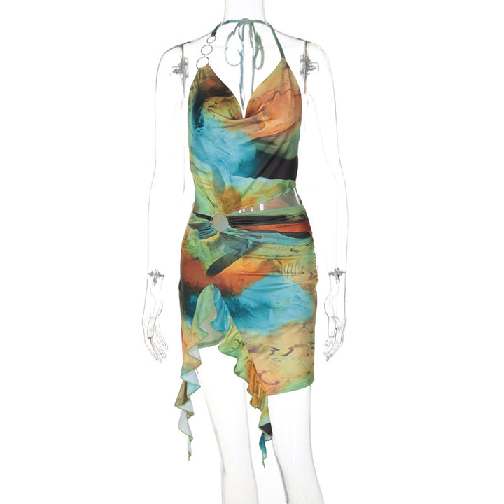 Damen Elegantes Wickelkleid mit raffiniertem Wasserdesign Echo Archiv