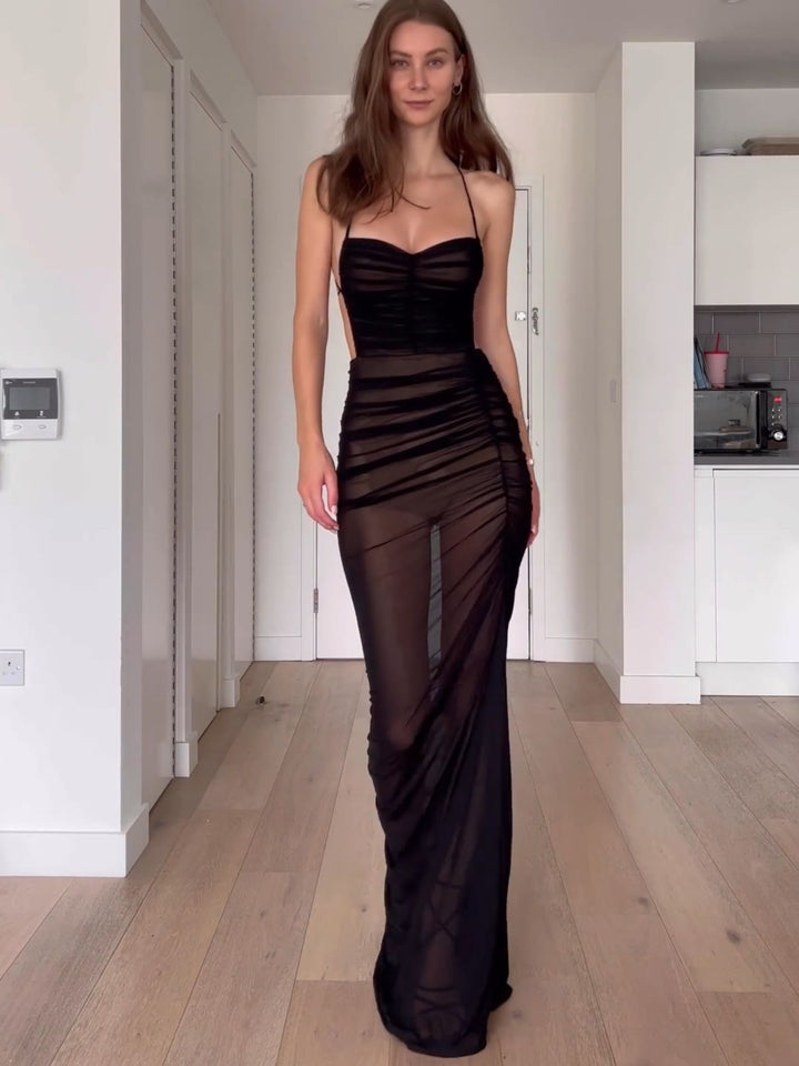 Damen Elegantes Wickelkleid mit tiefer Rückenansicht und fein schwingendem Rock Echo Archiv