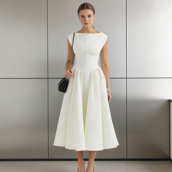 Damen Elegantes A-Linien Kleid mit breitem Saum und tailliertem Oberteil Echo Archiv