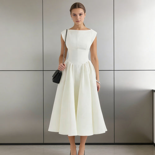 Damen Elegantes A-Linien Kleid mit breitem Saum und tailliertem Oberteil Echo Archiv