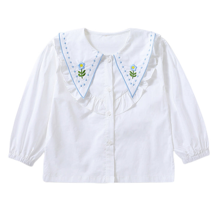 Mädchen Rüschenbluse mit besticktem Kragen Echo Archiv