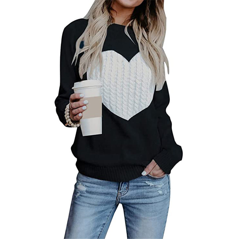 Damen Strickpullover mit Herzapplikation, Rippbündchen und legerer Passform Echo Archiv