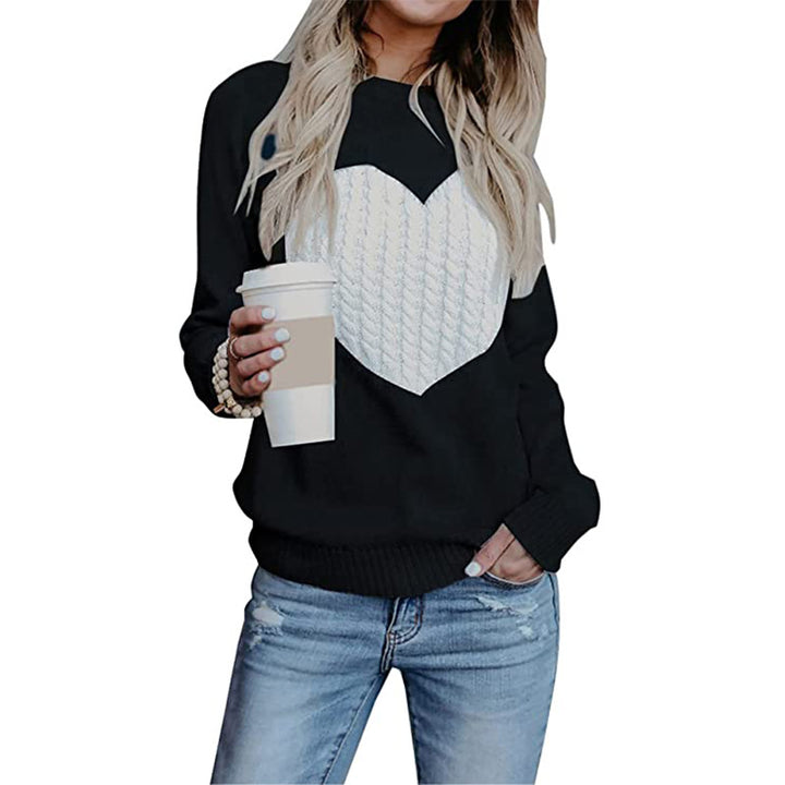 Damen Strickpullover mit Herzapplikation, Rippbündchen und legerer Passform Echo Archiv