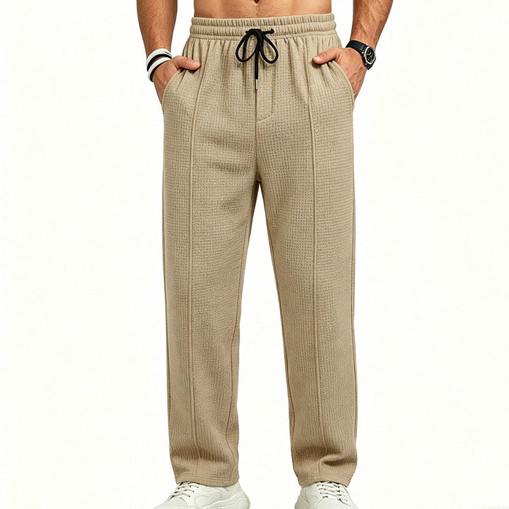 Herren Texturierte Relax-Fit Jogginghose mit Bügelfalte und Kordelzug – Sorevano