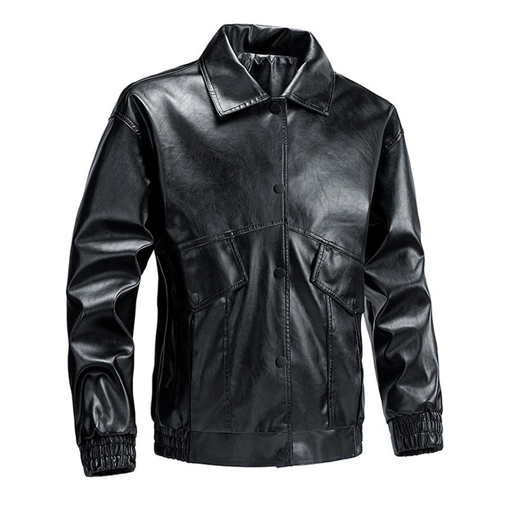 Herren modische Lederjacke mit praktischen Taschen und elastischen Bündchen Echoarchiv
