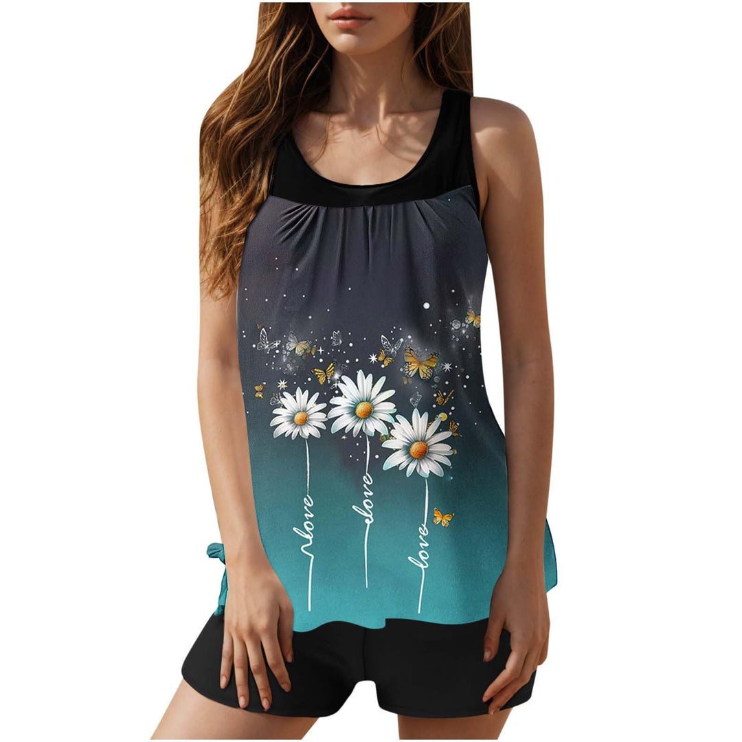Damen Badeset mit modischem Blätterdesign und bequemen Shorts Echo Archiv