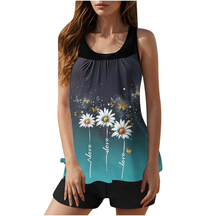 Damen Badeset mit modischem Blätterdesign und bequemen Shorts Echo Archiv