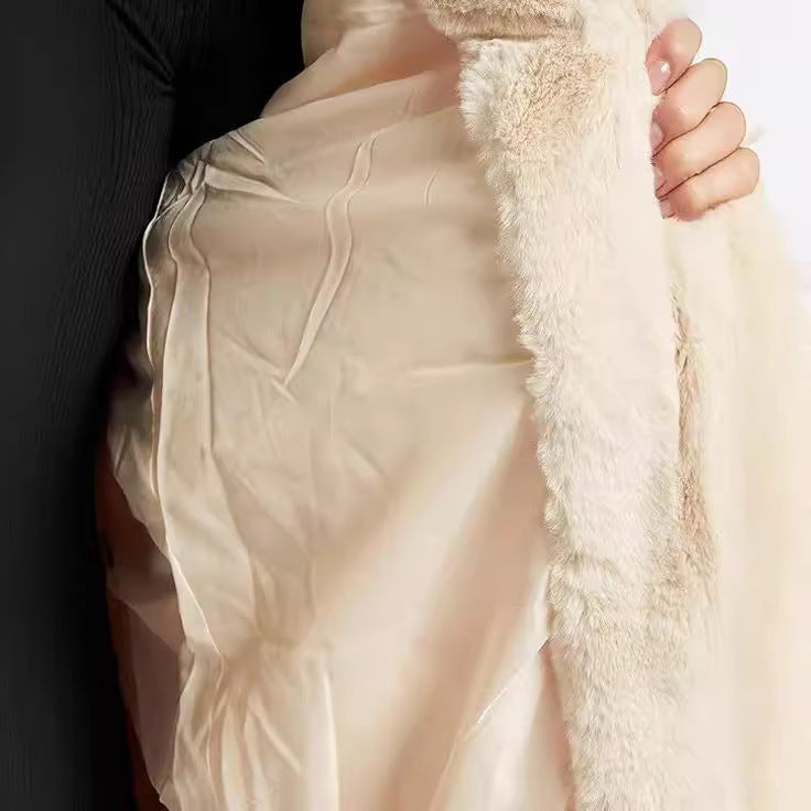 Damen Midilanger Kunstpelzmantel mit Kapuze, Teddy-Finish und verdeckter Knopfleiste Echo Archiv