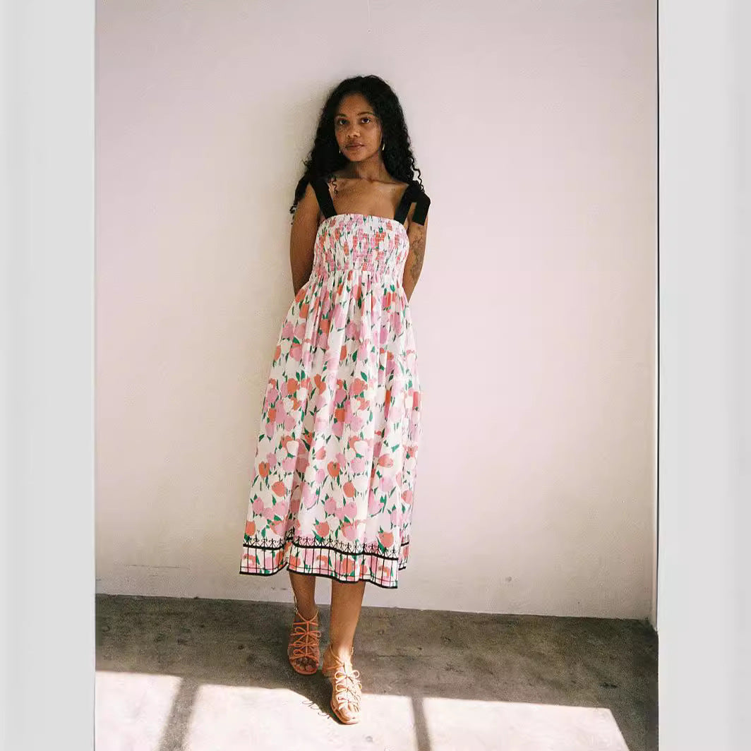 Damen Maxikleid mit floralem Print und elastischem Oberteil Echo Archiv