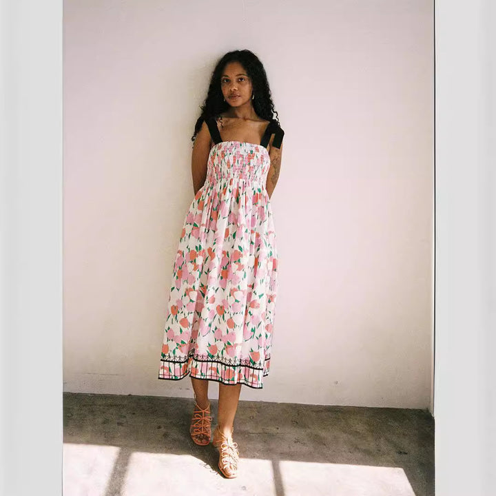 Damen Maxikleid mit floralem Print und elastischem Oberteil Echo Archiv