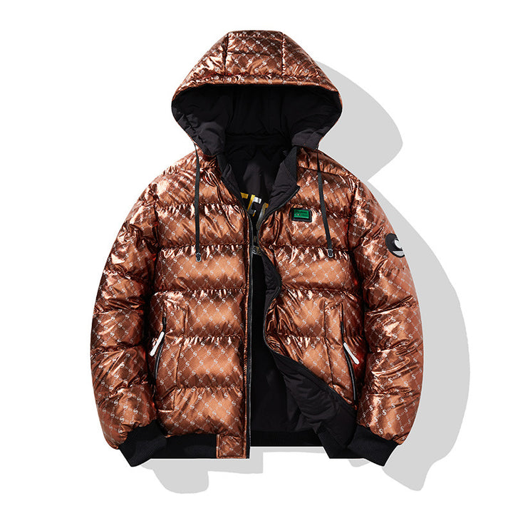 Herren Modische Steppjacke mit Kapuze und glänzendem Finish Echo Archiv