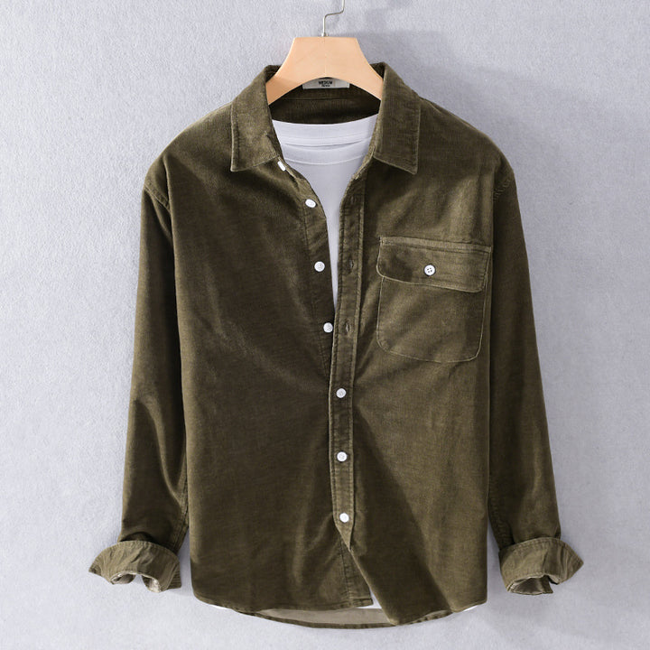 Herren Feine Cord‑Hemdjacke mit Pattentasche und legerem Schnitt Echoarchiv