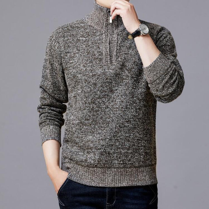 Herren Strickpullover mit modernem Stehkragen und strukturierter Oberfläche Echoarchiv