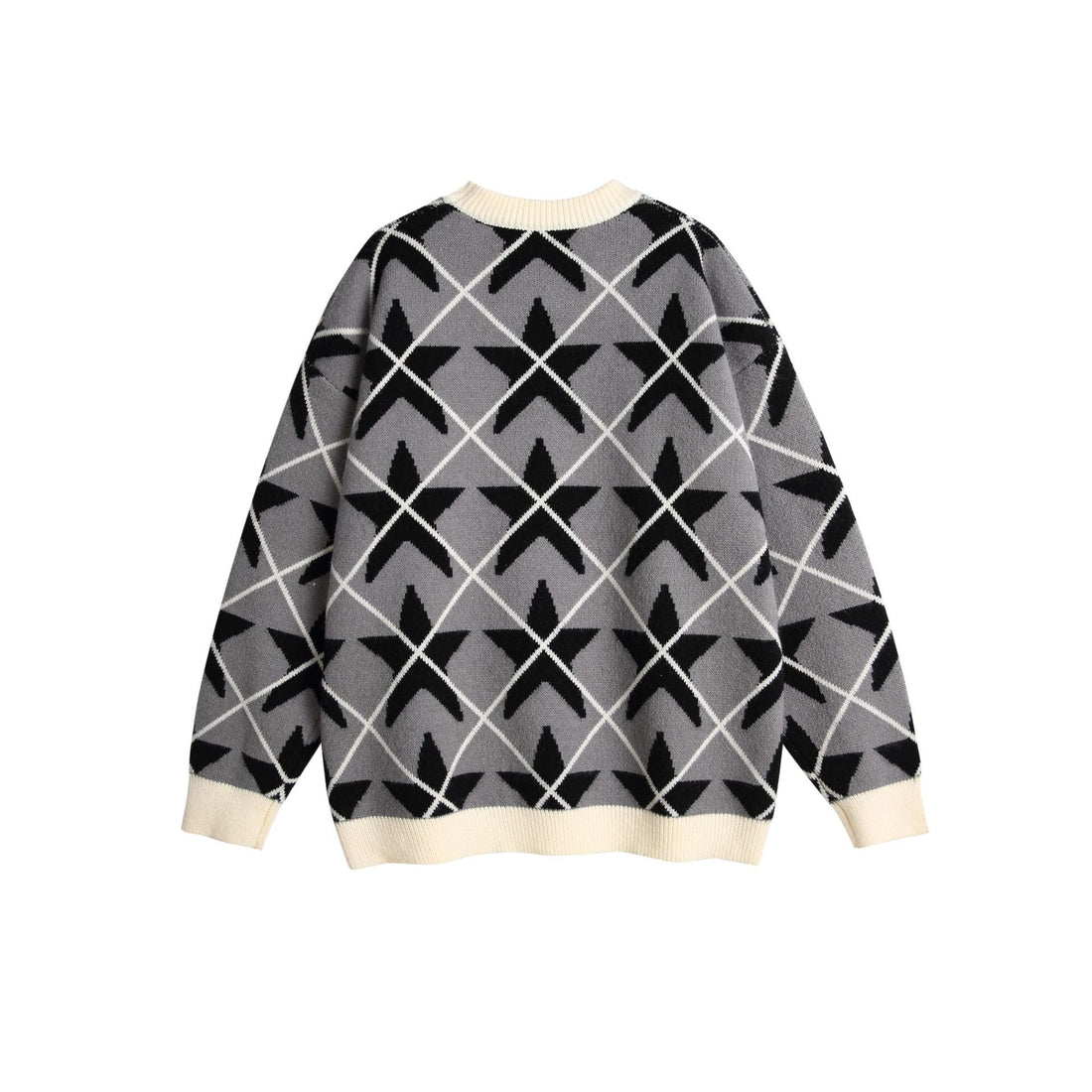 Unisex Grobgestrickter Rundhals-Pullover mit Stern‑Jacquard Echoarchiv