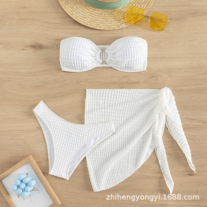Damen Bandeau-Bikini mit durchbrochenem Design und kombinierbarem Rock Echo Archiv