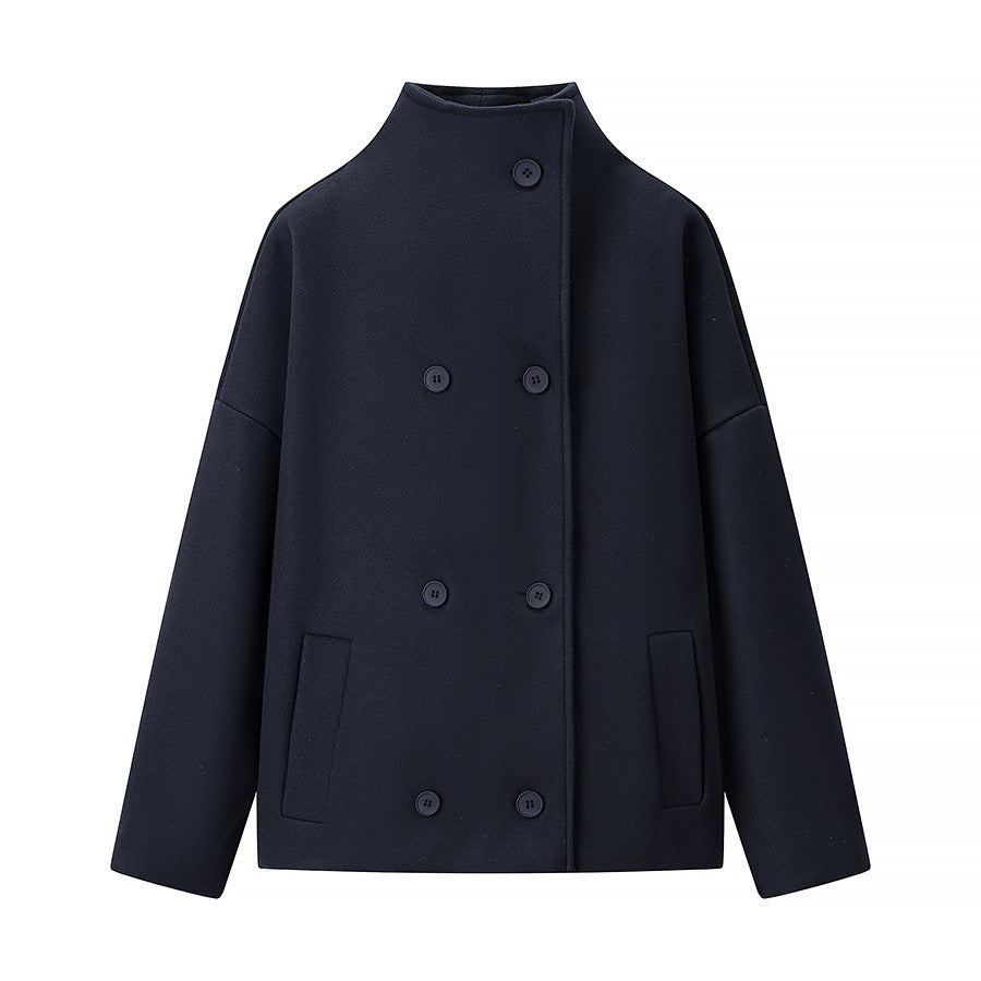 Damen Boxy Wollmix-Cabanjacke mit Stehkragen und überschnittenen Schultern Echo Archiv