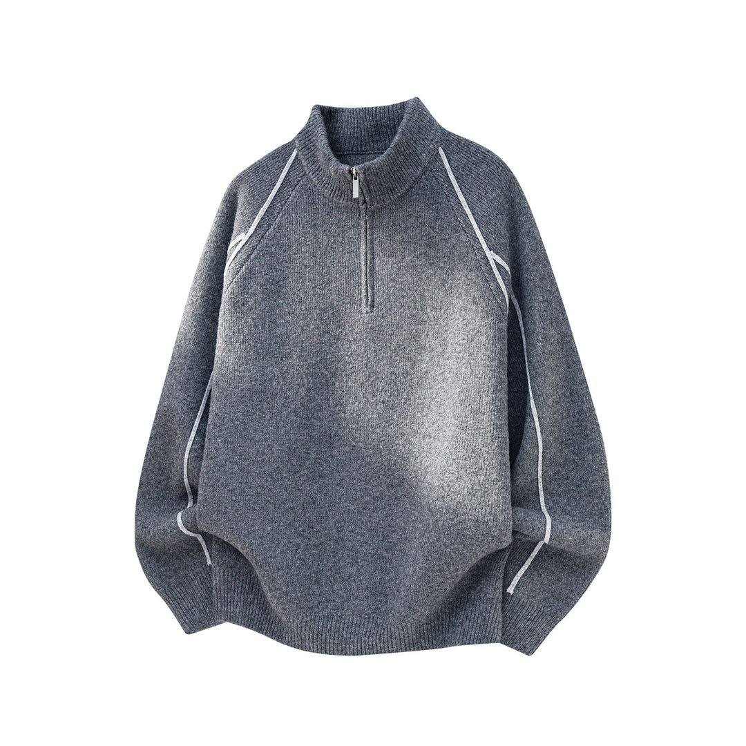 Herren Oversize Strickpullover mit Halbreißverschluss und Kontrastpaspeln Echo Archiv