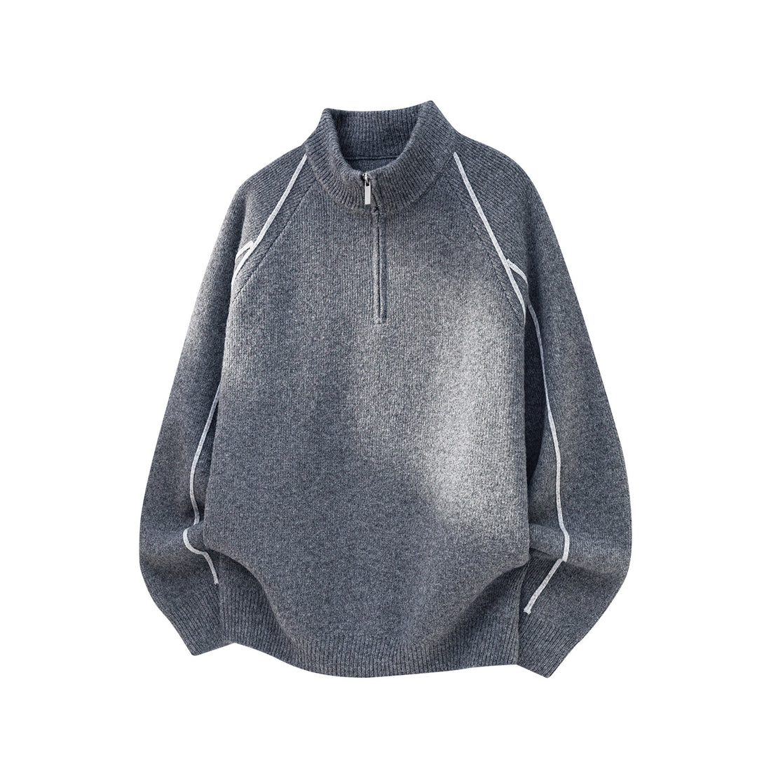 Herren Oversize Strickpullover mit Halbreißverschluss und Kontrastpaspeln Echo Archiv