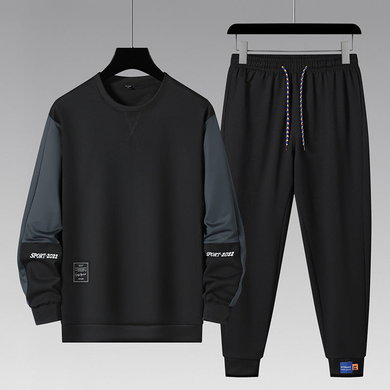 Herren sportliches Jogginganzug-Set mit kontrastärmeln, elastischem Bund und atmungsaktivem Sweatshirt Echoarchiv