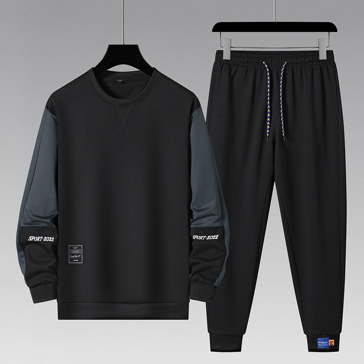 Herren sportliches Jogginganzug-Set mit kontrastärmeln, elastischem Bund und atmungsaktivem Sweatshirt Echoarchiv
