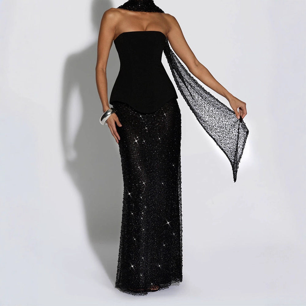 Damen Elegantes Abendkleid mit schimmerndem Oberteil und figurbetontem Rock Echo Archiv