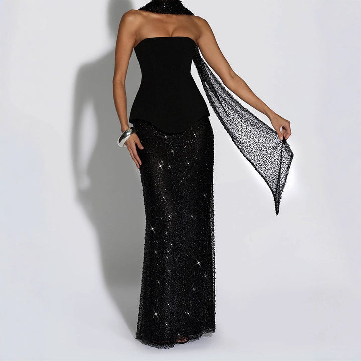 Damen Elegantes Abendkleid mit schimmerndem Oberteil und figurbetontem Rock Echo Archiv