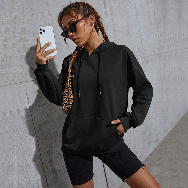 Damen Oversize-Kapuzenpullover mit Kängurutasche und elastischem Saum Echoarchiv