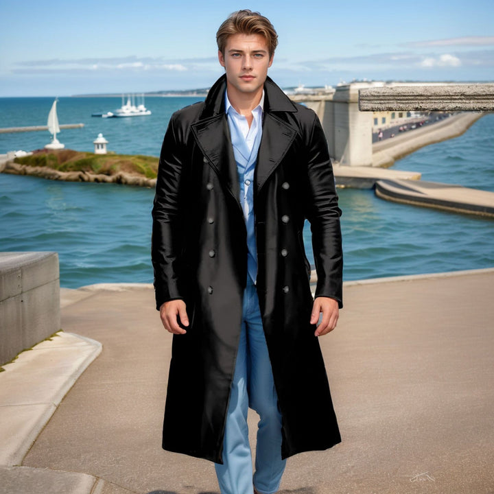 Herren Eleganter und glänzender Trenchcoat Echoarchiv