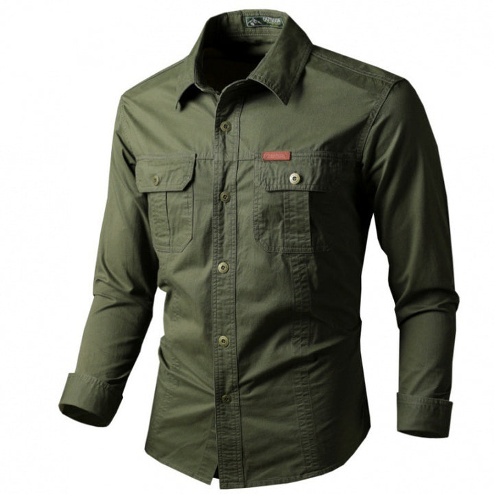 Herren Langarm-Arbeitshemd mit Doppel-Brusttaschen und robustem Twill Echo Archiv