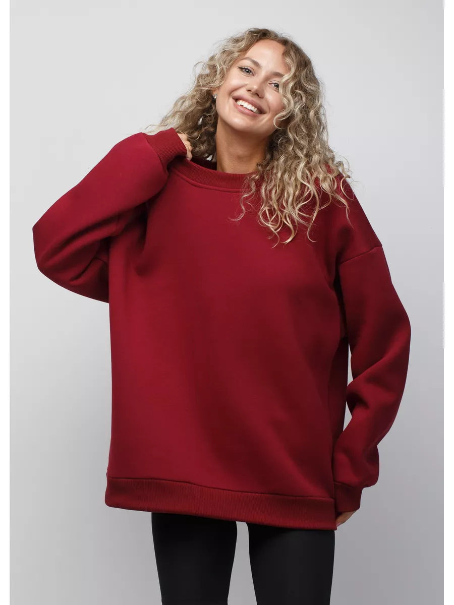 Damen Oversized Sweatshirt mit Rundhals, überschnittenen Schultern und gerippten Bündchen – Avérine