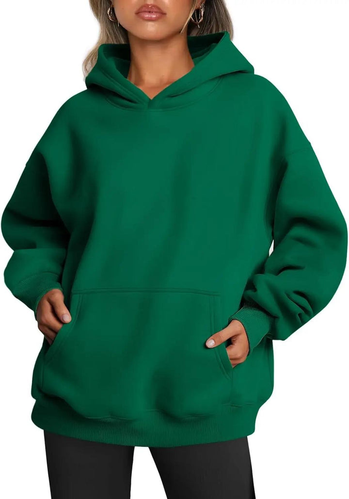 Damen oversized Kapuzenpullover mit verlängerter Silhouette und Kängurutasche – Auréline