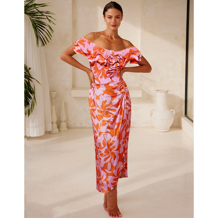 Damen Einteiliger Badeanzug mit eleganten Rüschendetails Echo Archiv