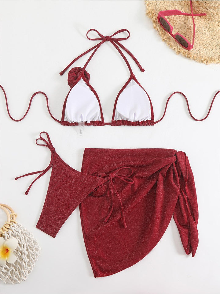 Damen Glitzernder Triangel-Bikini mit elegantem Wickelrock Echo Archiv