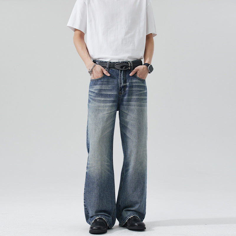Herren Locker geschnittene Stonewashed-Denim-Jeans mit extra weitem Bein Echo Archiv