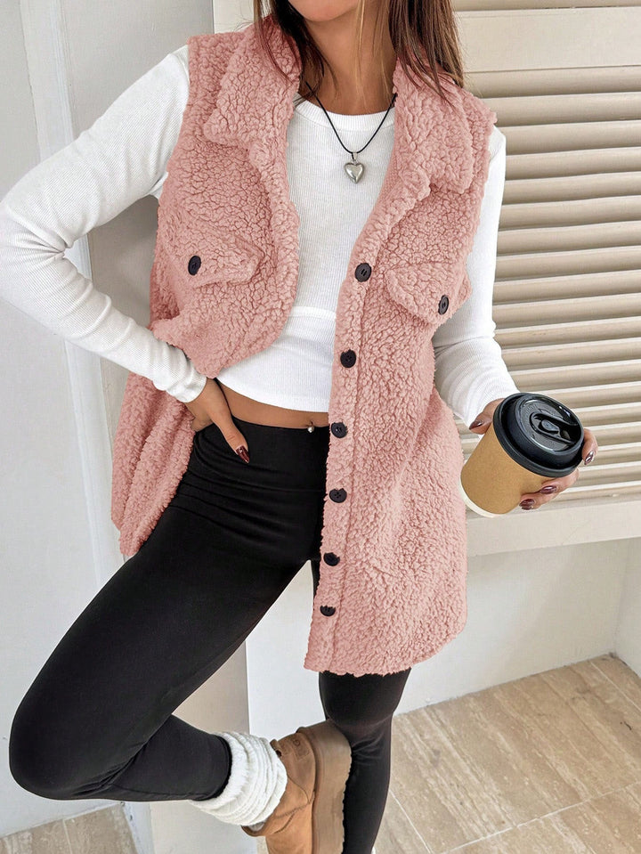 Damen Teddy-Weste mit Taschen Echoarchiv