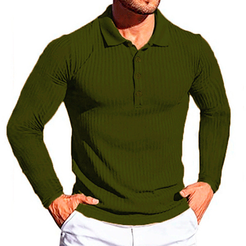 Herren elegantes langärmliges Poloshirt im strukturierten Design Echoarchiv