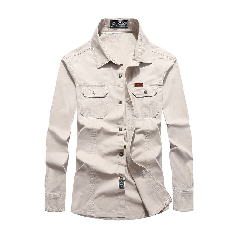 Herren Canvas-Overshirt mit Brustklappen und robustem Baumwollmix – Taviero