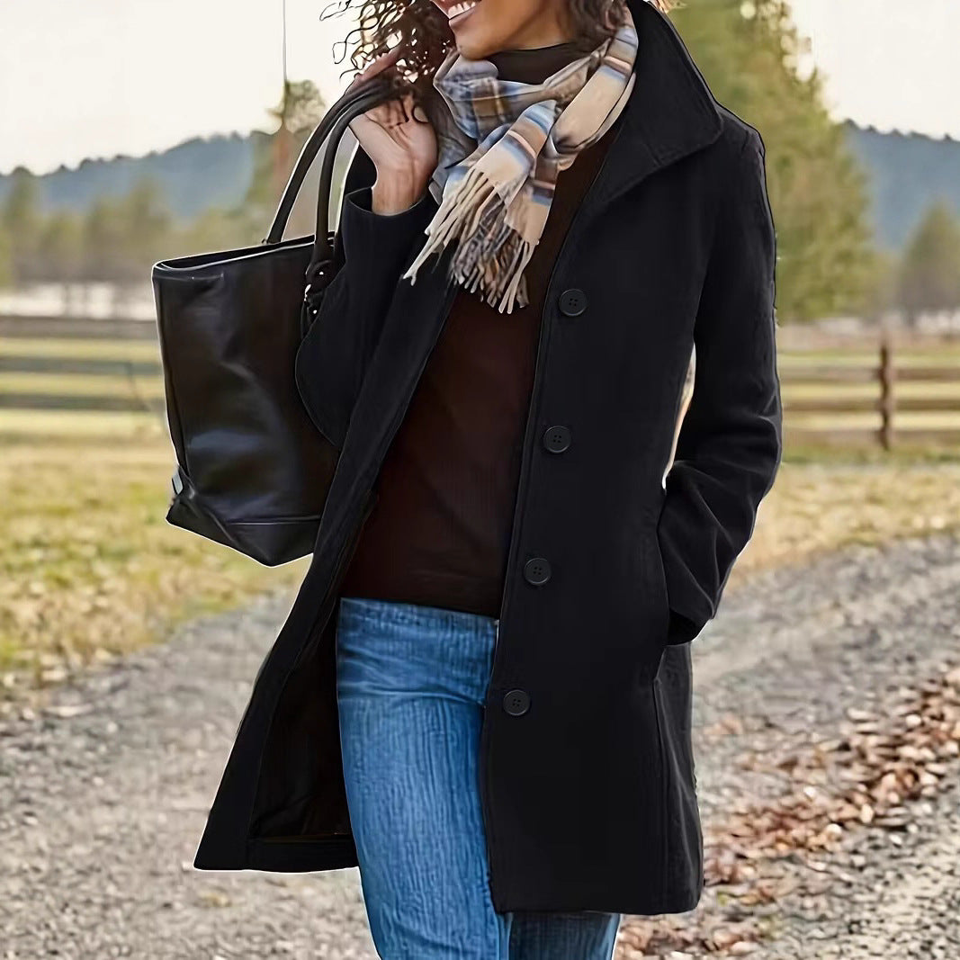 Damen nan taillierter Wollmix-Mantel mit großer Knopfleiste und Eingrifftaschen Echo Archiv