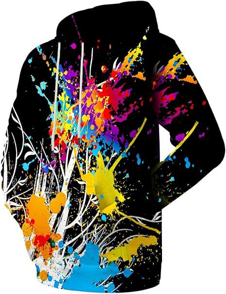 Damen Farbenfroher Hoodie mit kreativen Spritzmotiven Echoarchiv