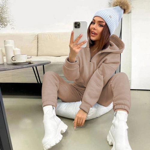Damen nan weiches Reißverschluss-Hoodie und taillierte Komfort-Jogginghose Set mit innenliegendem Fleece Echo Archiv