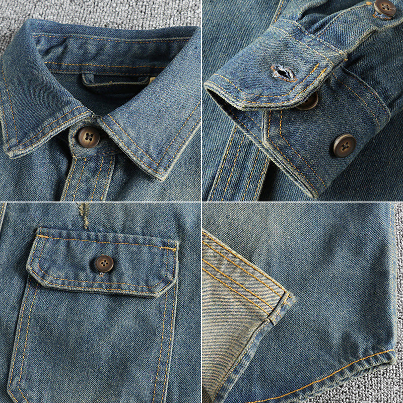 Herren Jeanshemd mit Pattentaschen und Vintage-Design Echoarchiv