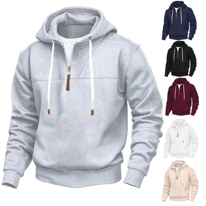 Herren Sportlicher Kapuzenpullover mit teilweisem Reißverschluss und Kontrastdetails Echoarchiv