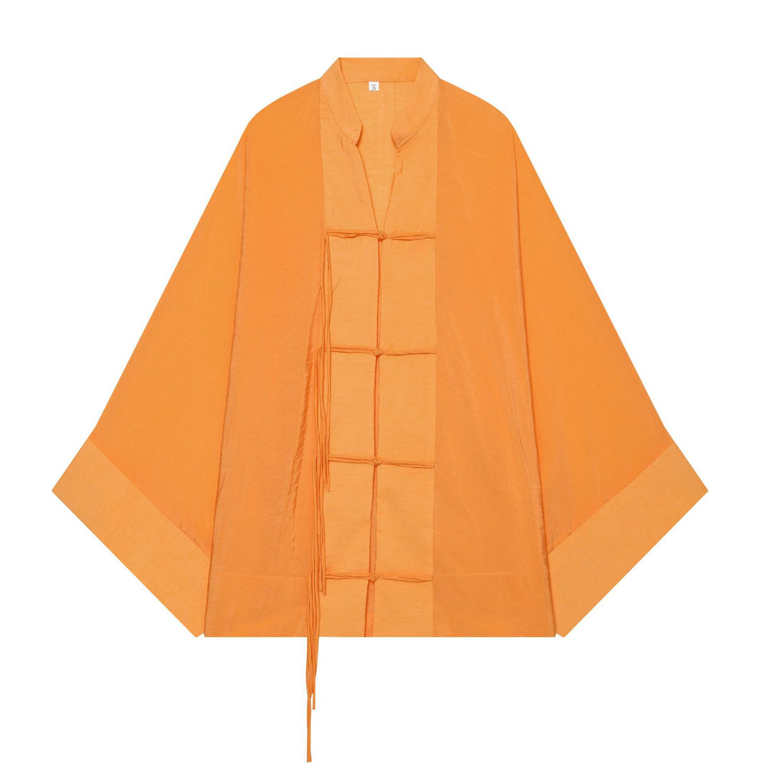 Damen Kimono-Capejacke mit Chinaknopfverschluss und langen Quasten Echo Archiv