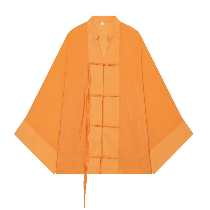 Damen Kimono-Capejacke mit Chinaknopfverschluss und langen Quasten Echo Archiv