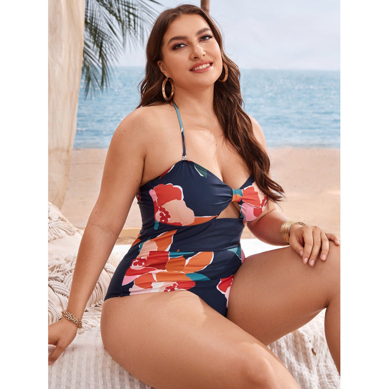 Damen Einteiler Badeanzug mit floralem Cut-Out und verstellbaren Trägern Echo Archiv