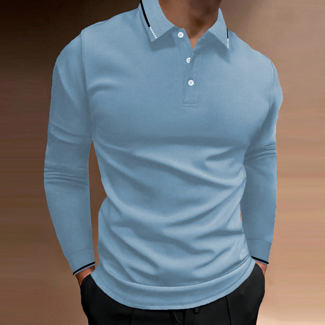 Herren Langarm Poloshirt mit strukturiertem Design Echoarchiv
