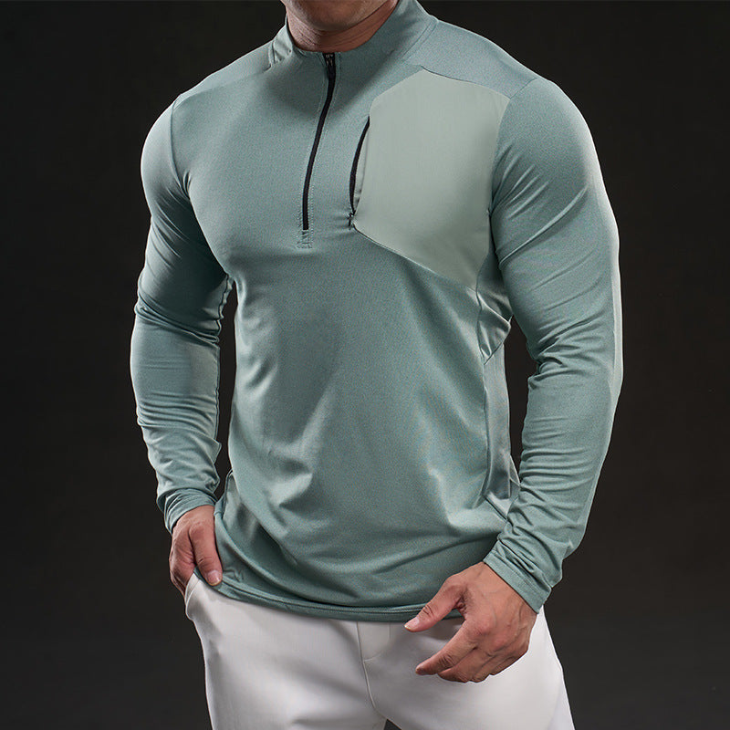 Herren Atmungsaktives Funktions-Langarmshirt mit kurzem Reißverschluss und Slim‑Fit – Marzano