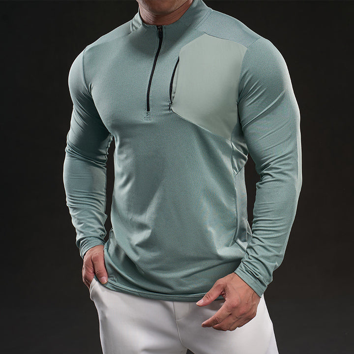 Herren Atmungsaktives Funktions-Langarmshirt mit kurzem Reißverschluss und Slim‑Fit – Marzano